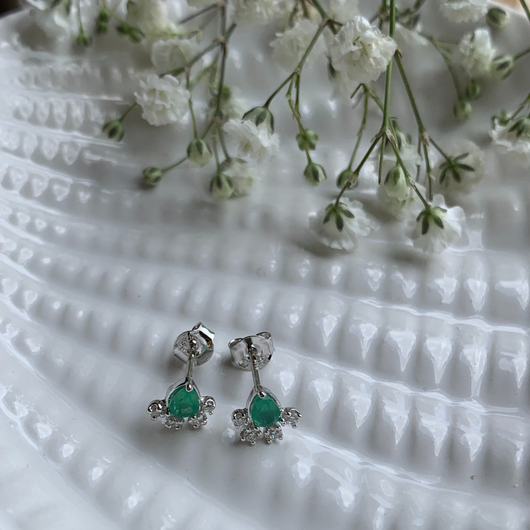 Aura Drop Studs - Silver